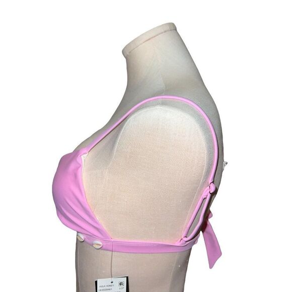 Hula Honey Juniors Shell-Trim Bikini Top Lilac Chiffon Medium NWT - Picture 5 of 8